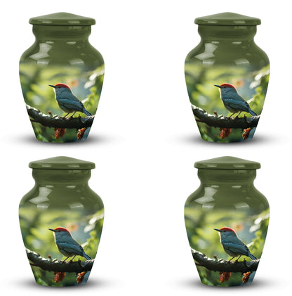 Red Sparrow Urn for Ashes, Classic Aluminium Cremation Urn