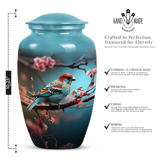 Classic Sparrow Cremation Urn of Aluminium.