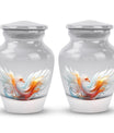 Classic white Phoenix urn, large memorial urn for cremation.