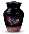 Small, classic, colorful phoenix urn for human ashes.