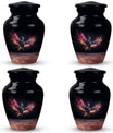Small, classic, colorful phoenix urn for human ashes.