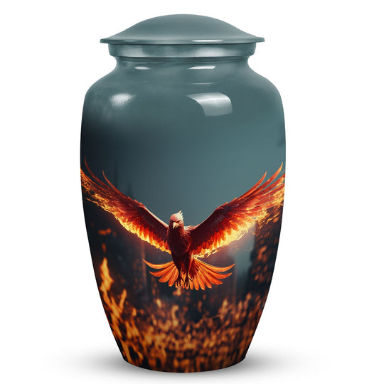 Angry Red Phoenix Aluminium Urn for Ashes.