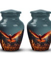 Angry Red Phoenix Aluminium Urn for Ashes.