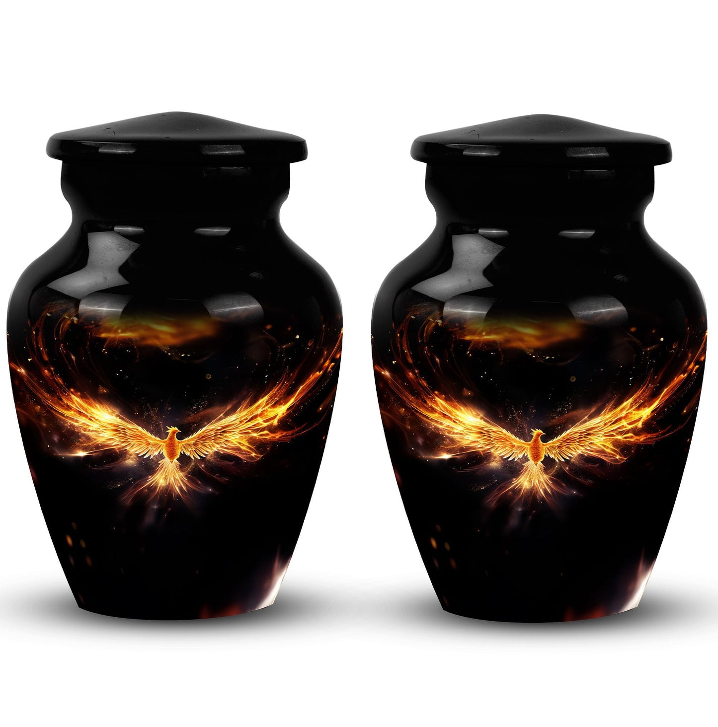Sturdy 3-inch Yellow Phoenix urn for human cremation ashes