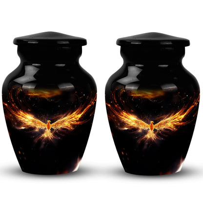 Sturdy 3-inch Yellow Phoenix urn for human cremation ashes