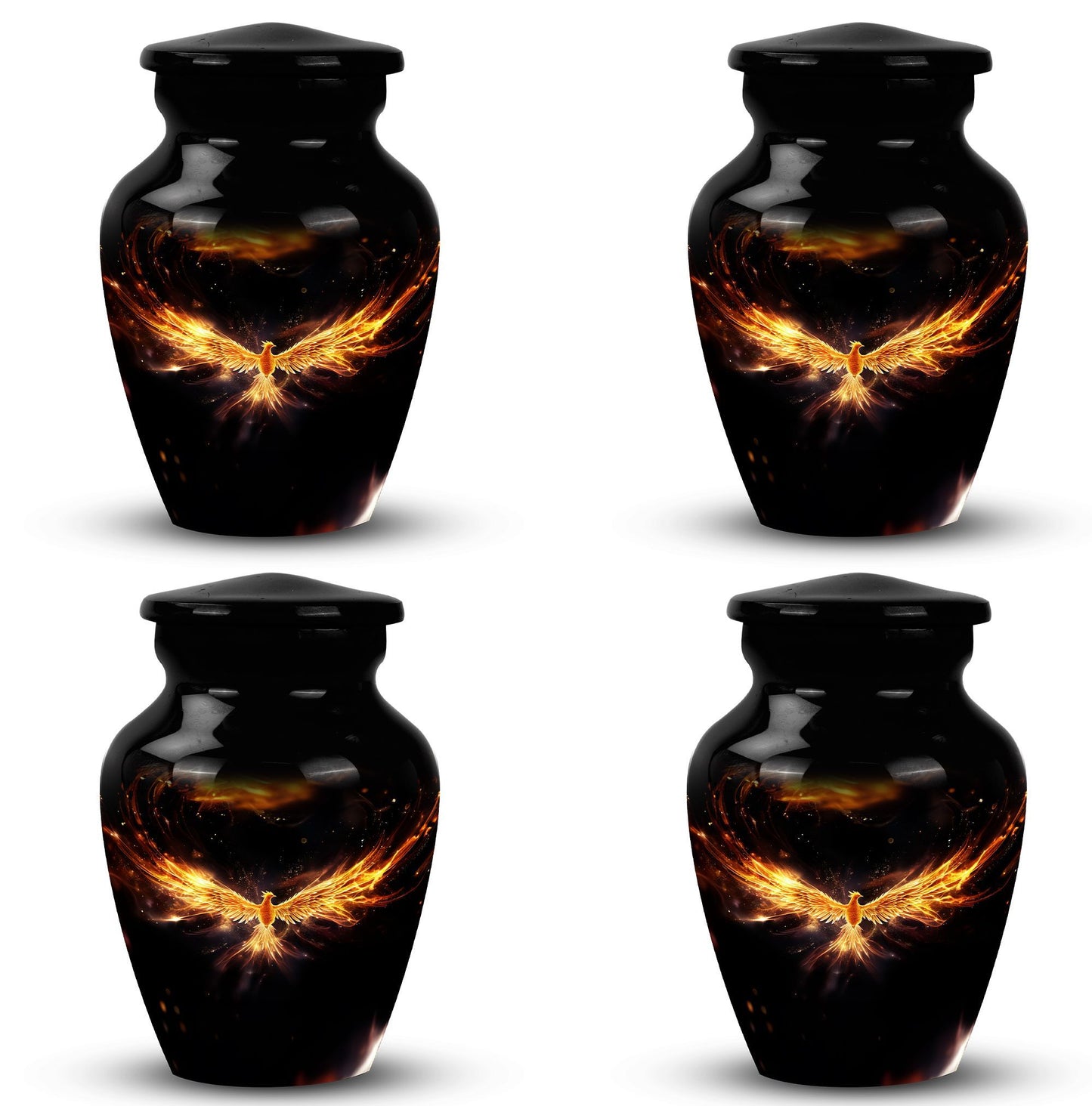 Sturdy 3-inch Yellow Phoenix urn for human cremation ashes