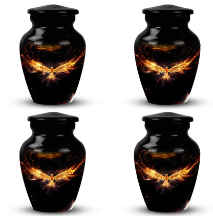 Sturdy 3-inch Yellow Phoenix urn for human cremation ashes