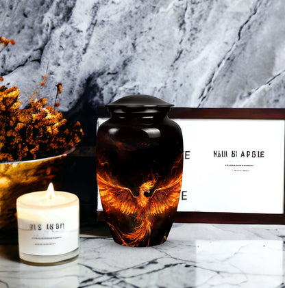 Fire Phoenix Memorial Urn in classic design.