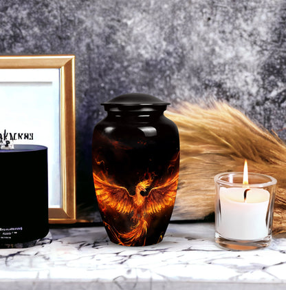 Fire Phoenix Memorial Urn in classic design.