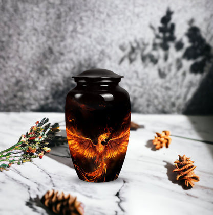 Fire Phoenix Memorial Urn in classic design.
