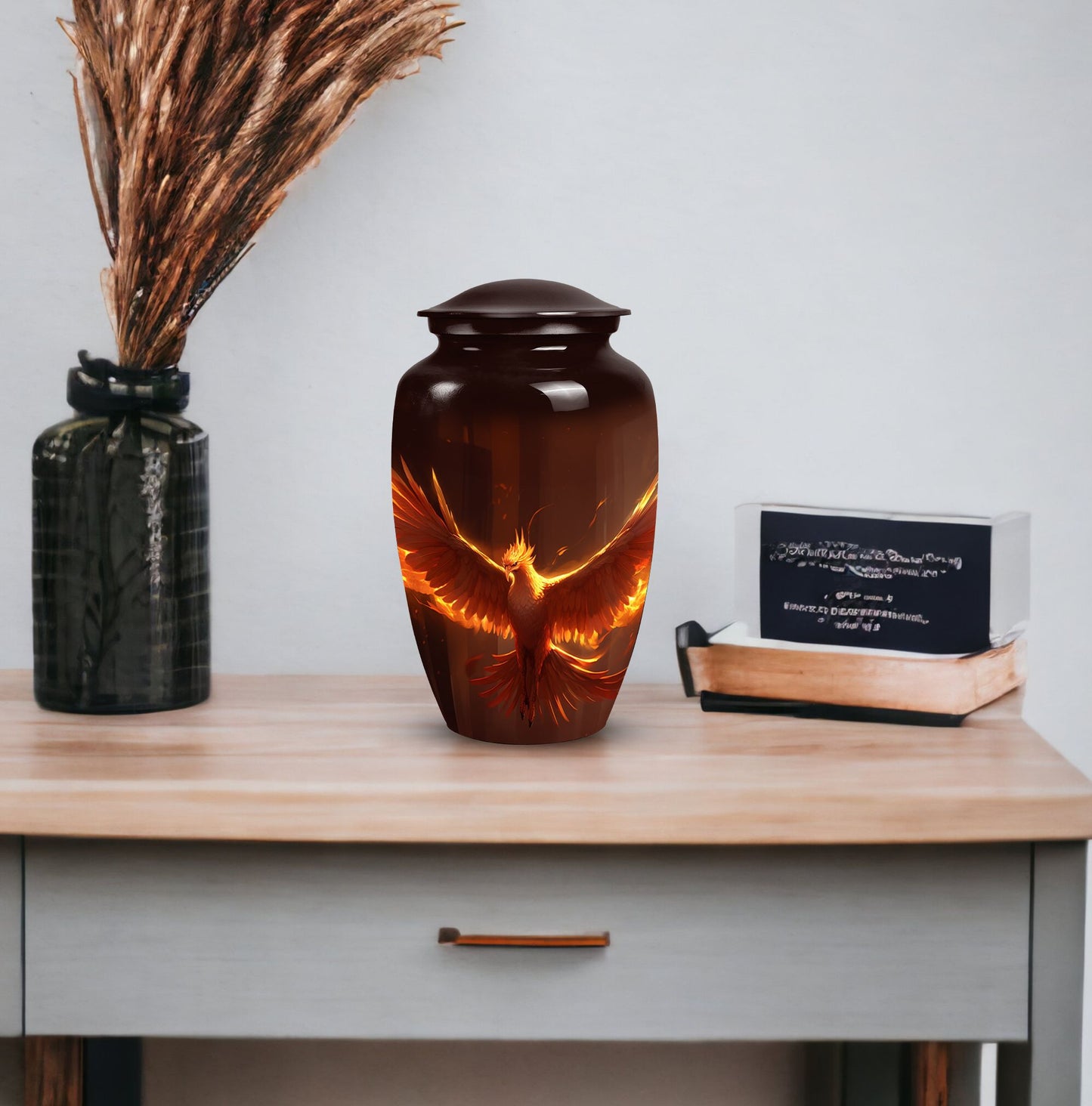 Classic Phoenix Urn, 3-inch Aluminium Cremation Urn.