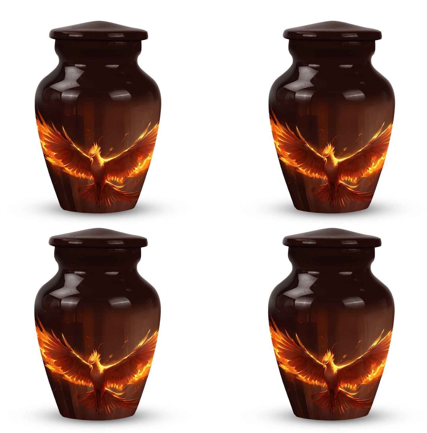 Classic Phoenix Urn, 3-inch Aluminium Cremation Urn.