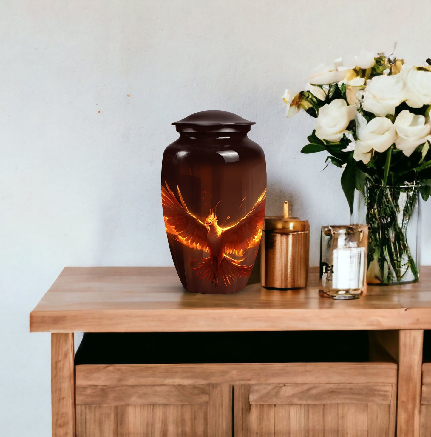 Classic Phoenix Urn, 3-inch Aluminium Cremation Urn.