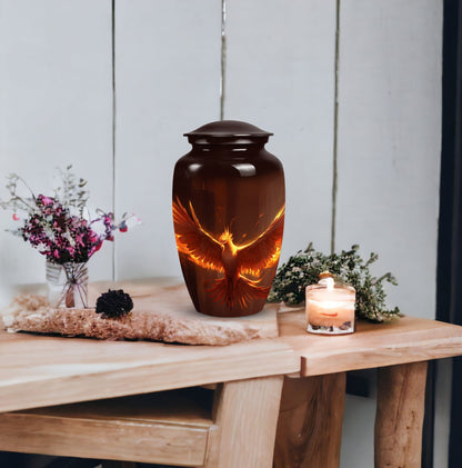 Classic Phoenix Urn, 3-inch Aluminium Cremation Urn.
