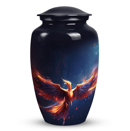 Red and Blue Phoenix Cremation Urn, a 10 Inch Large.