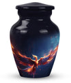 Red and Blue Phoenix Cremation Urn, a 10 Inch Large.