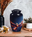 Red and Blue Phoenix Cremation Urn, a 10 Inch Large.