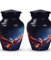 Red and Blue Phoenix Cremation Urn, a 10 Inch Large.