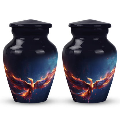 Red and Blue Phoenix Cremation Urn, a 10 Inch Large.