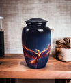 Red and Blue Phoenix Cremation Urn, a 10 Inch Large.