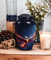 Red and Blue Phoenix Cremation Urn, a 10 Inch Large.