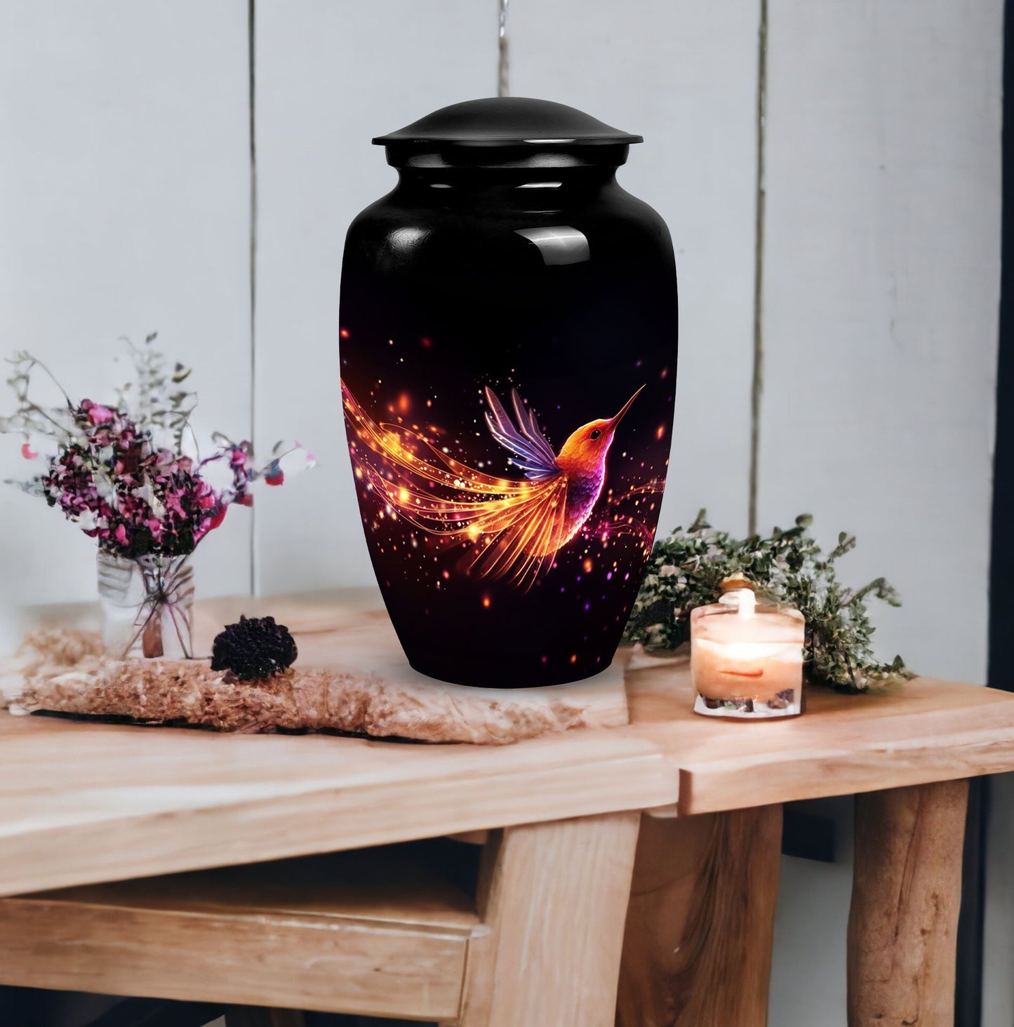 Colorful Sparrow Memorial Urn, 3-inch Aluminium.