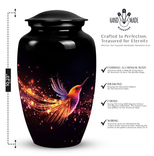 Colorful Sparrow Memorial Urn, 3-inch Aluminium.