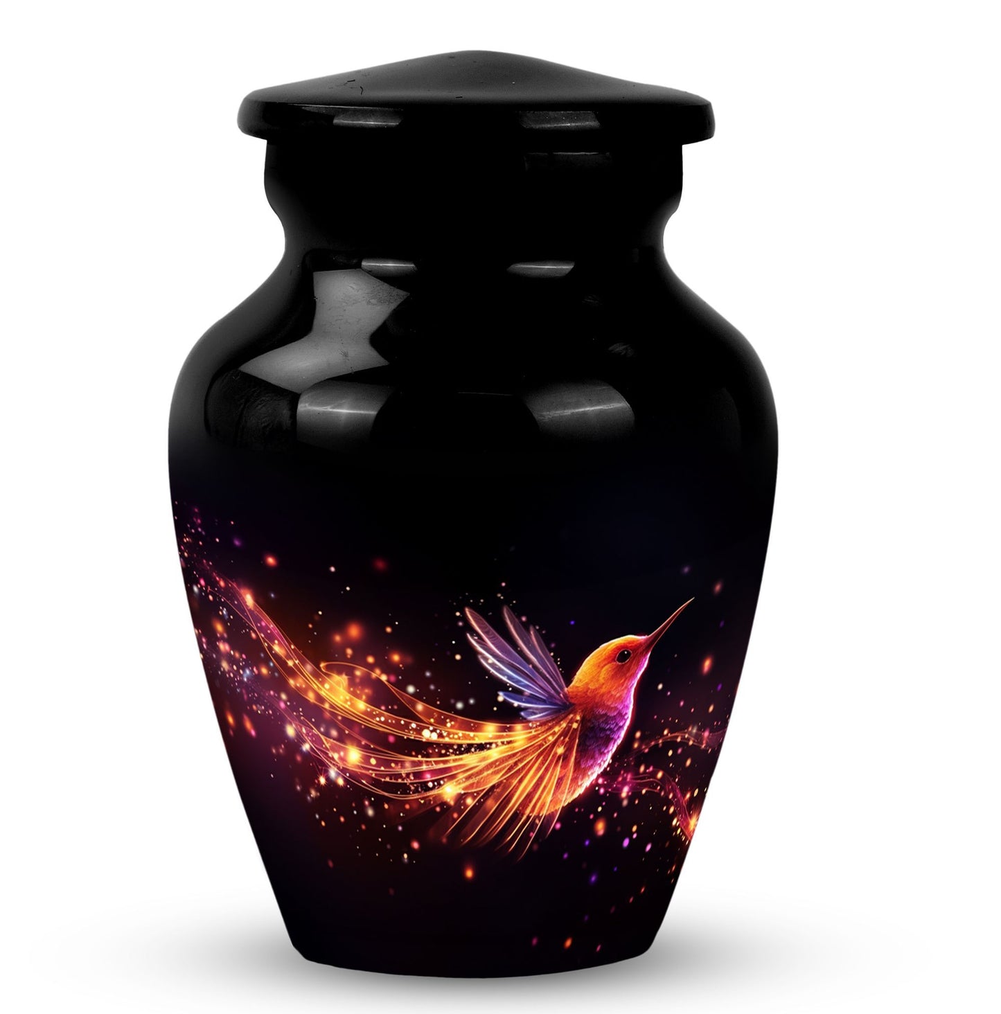 Colorful Sparrow Memorial Urn, 3-inch Aluminium.