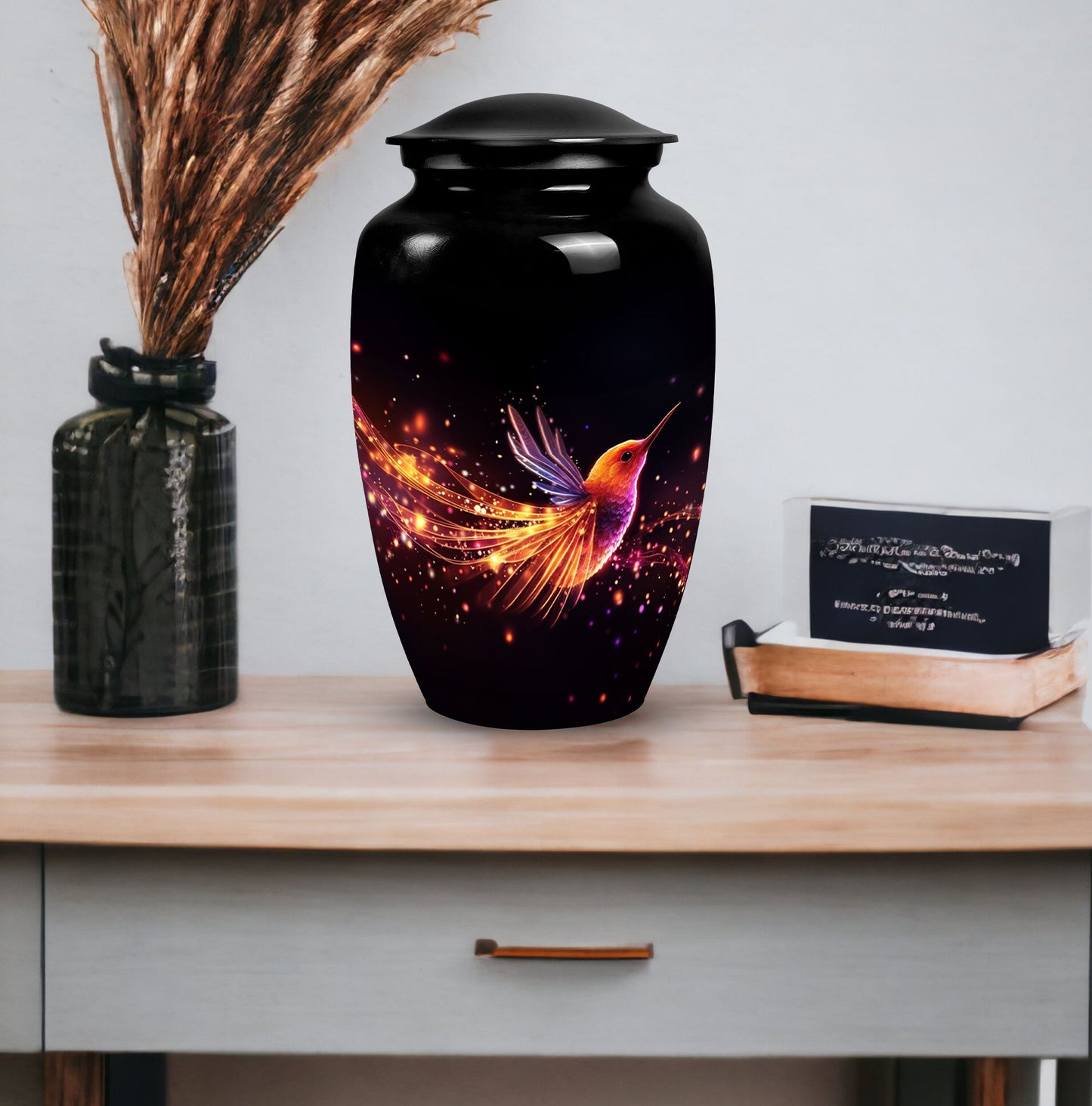Colorful Sparrow Memorial Urn, 3-inch Aluminium.