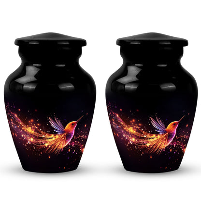 Colorful Sparrow Memorial Urn, 3-inch Aluminium.