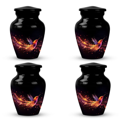 Colorful Sparrow Memorial Urn, 3-inch Aluminium.
