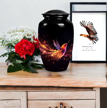 Colorful Sparrow Memorial Urn, 3-inch Aluminium.