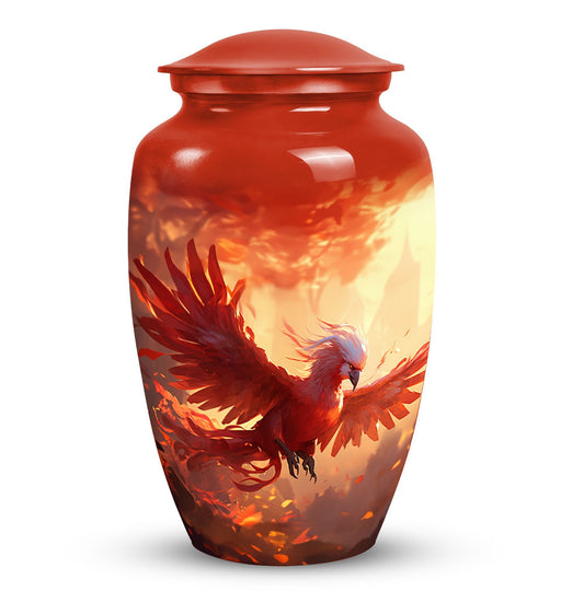 Classic Red Phoenix Urn for Ashes.