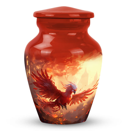 Classic Red Phoenix Urn for Ashes.