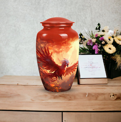 Classic Red Phoenix Urn for Ashes.