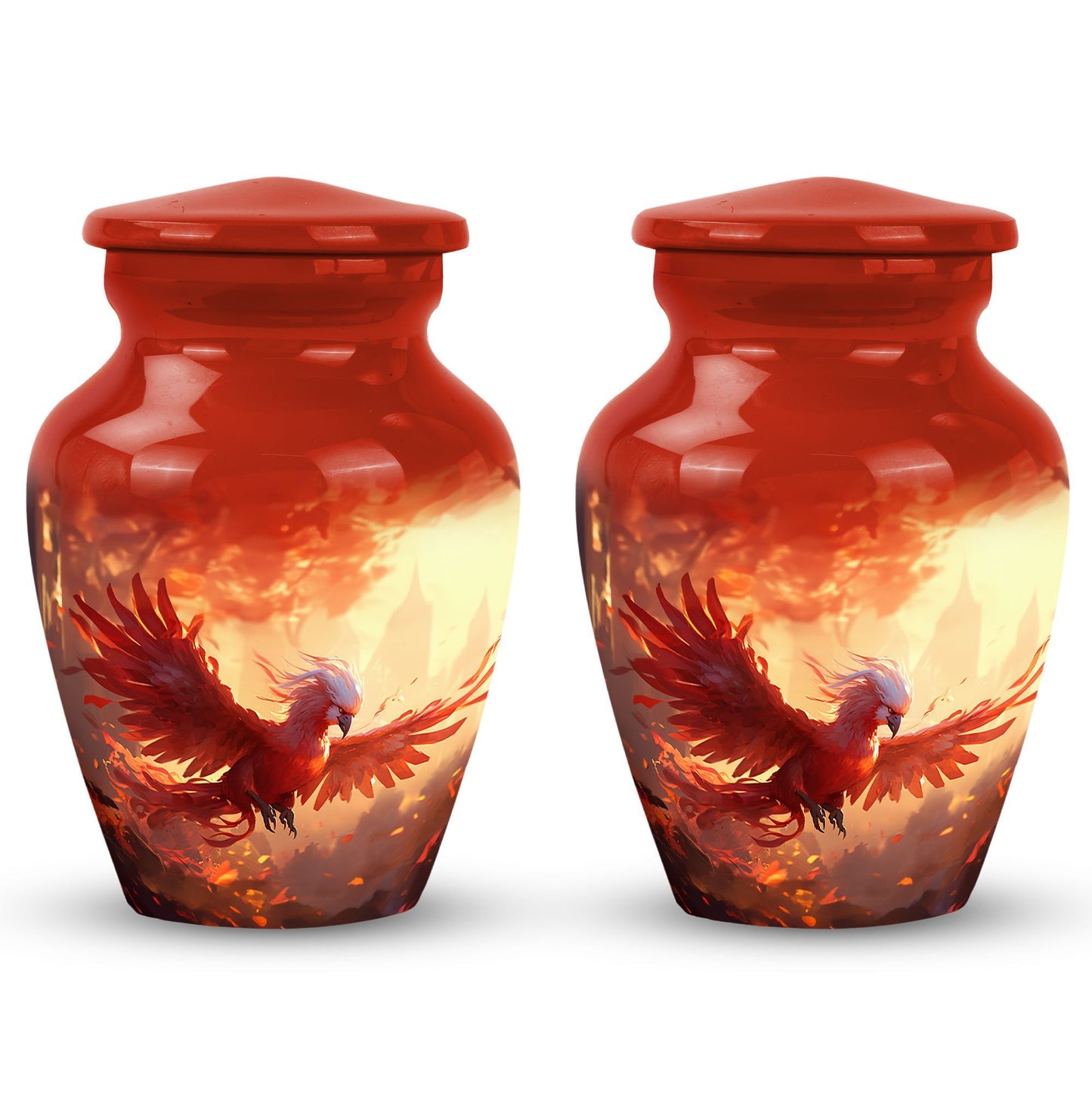 Classic Red Phoenix Urn for Ashes.