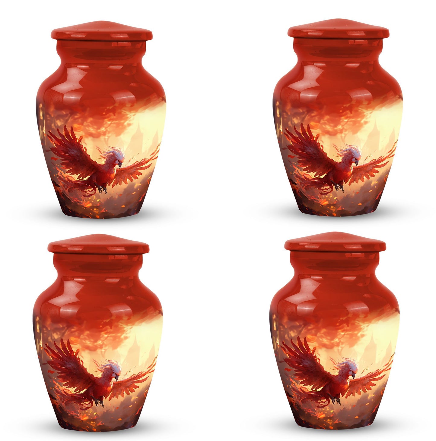 Classic Red Phoenix Urn for Ashes.