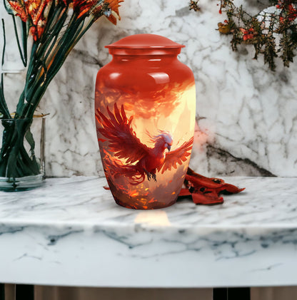 Classic Red Phoenix Urn for Ashes.