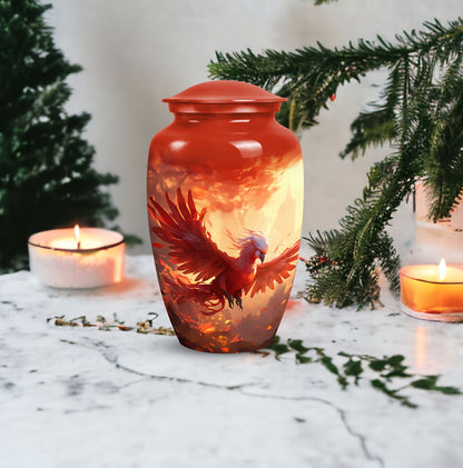 Classic Red Phoenix Urn for Ashes.