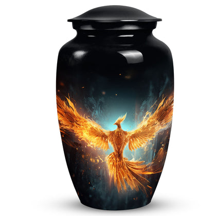 Classic Yellow Phoenix Aluminium Large Cremation Urn.