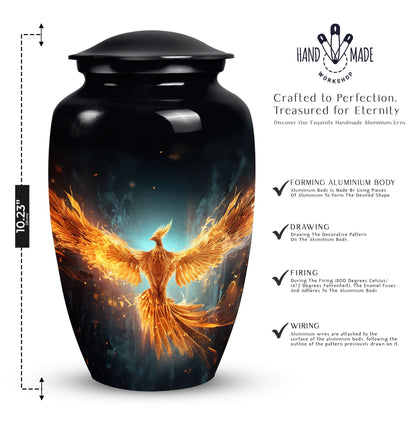 Classic Yellow Phoenix Aluminium Large Cremation Urn.