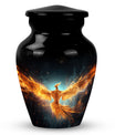 Classic Yellow Phoenix Aluminium Large Cremation Urn.