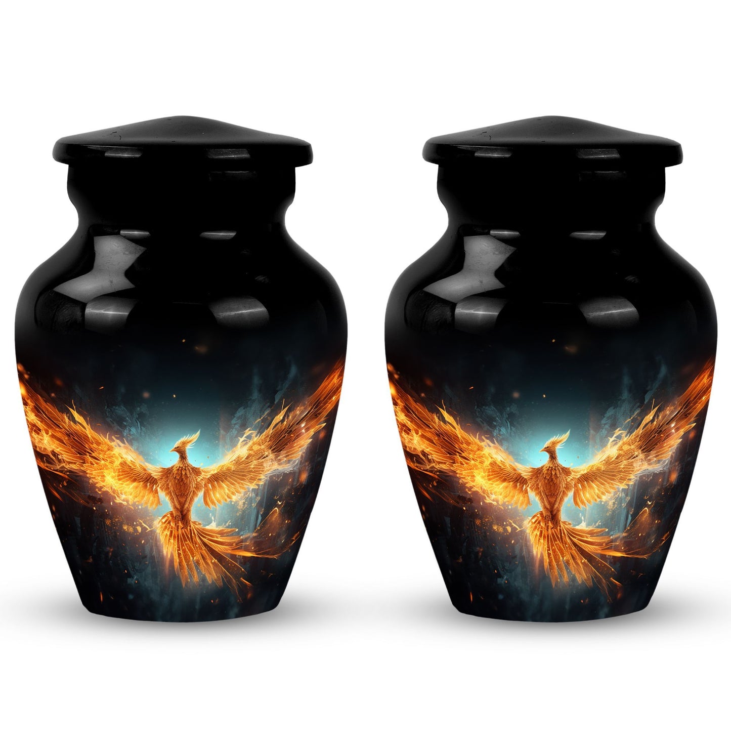 Classic Yellow Phoenix Aluminium Large Cremation Urn.