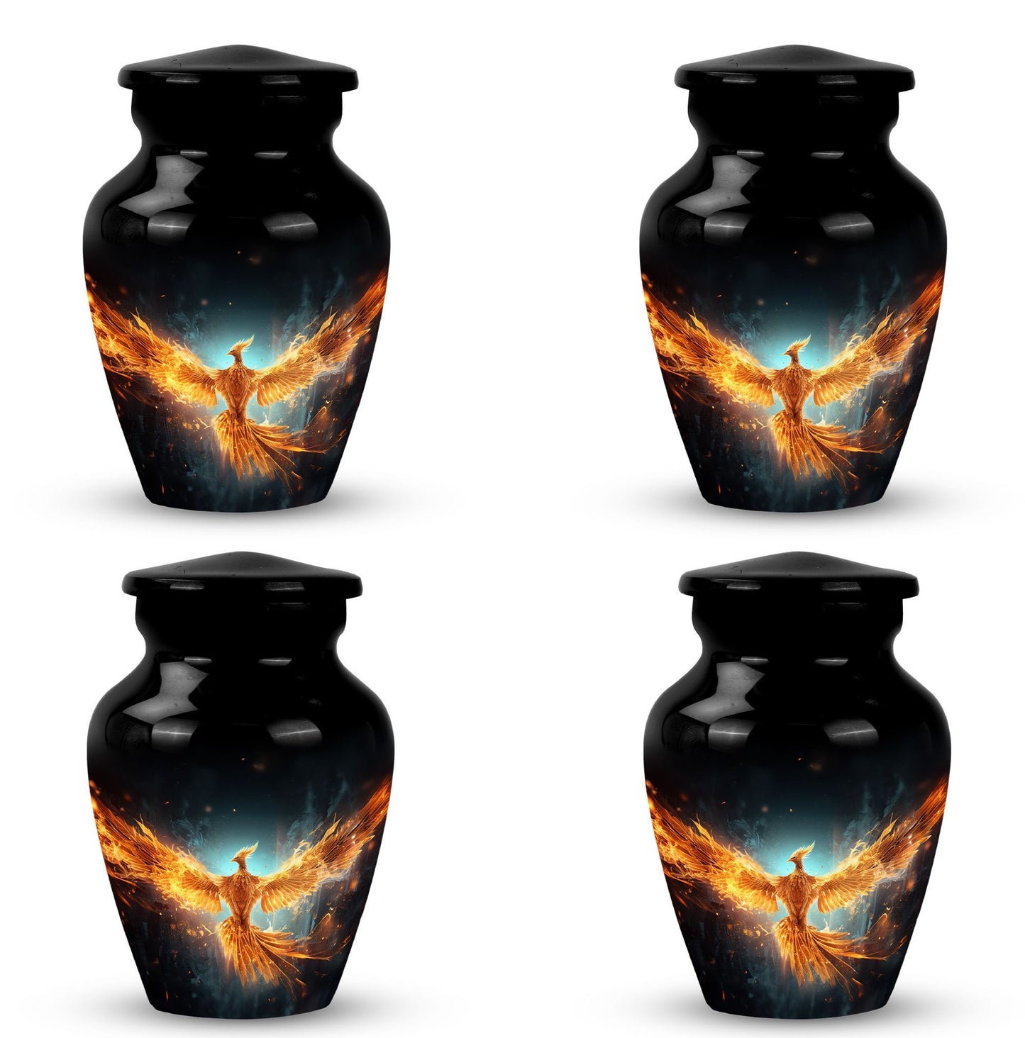 Classic Yellow Phoenix Aluminium Large Cremation Urn.