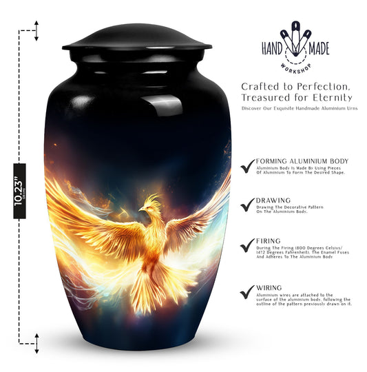 Large Yellow Phoenix Urn for Human Ashes in Classic Design