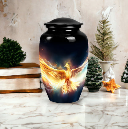 Large Yellow Phoenix Urn for Human Ashes in Classic Design