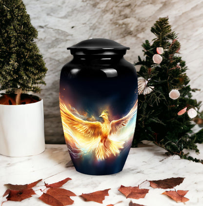 Large Yellow Phoenix Urn for Human Ashes in Classic Design