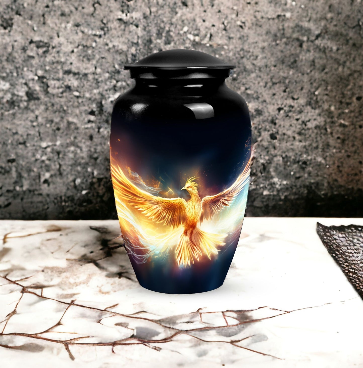 Large Yellow Phoenix Urn for Human Ashes in Classic Design