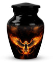 Fire Phoenix Cremation Urn, large aluminium classic design.