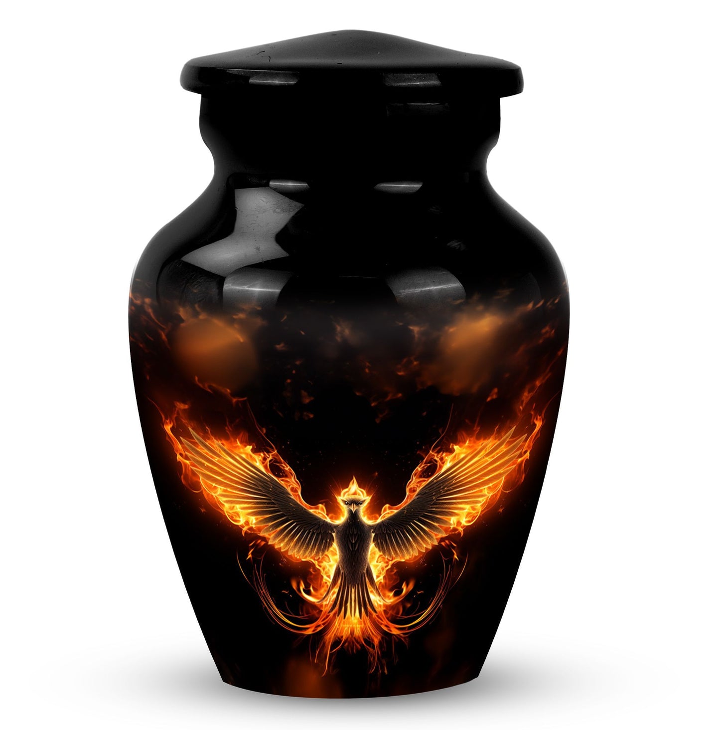 Fire Phoenix Cremation Urn, large aluminium classic design.